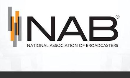 NAB logo: stylized letters with vertical orange and gray bars and the words National Association of Broadcasters